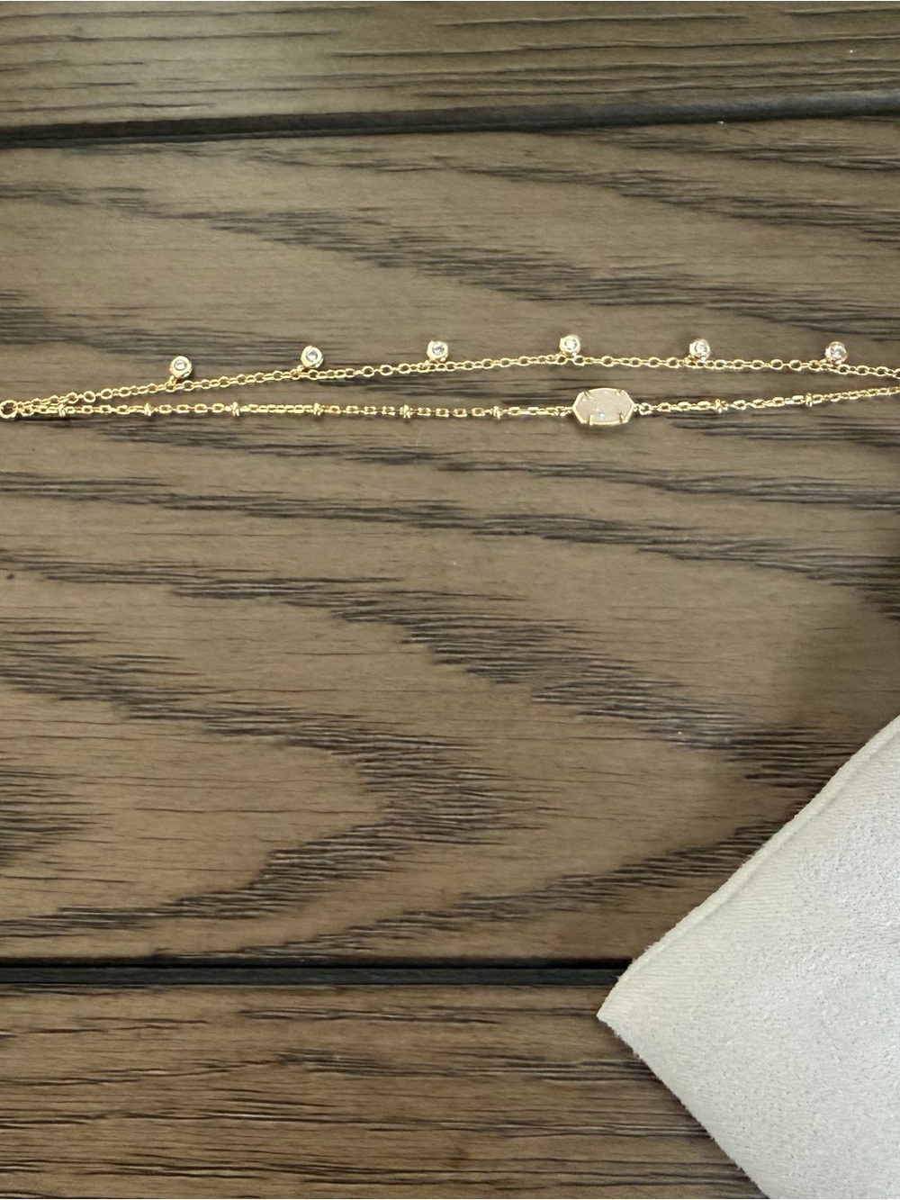 Kendra Scott Gold Layered Bracelet with Clear Crystal Accents